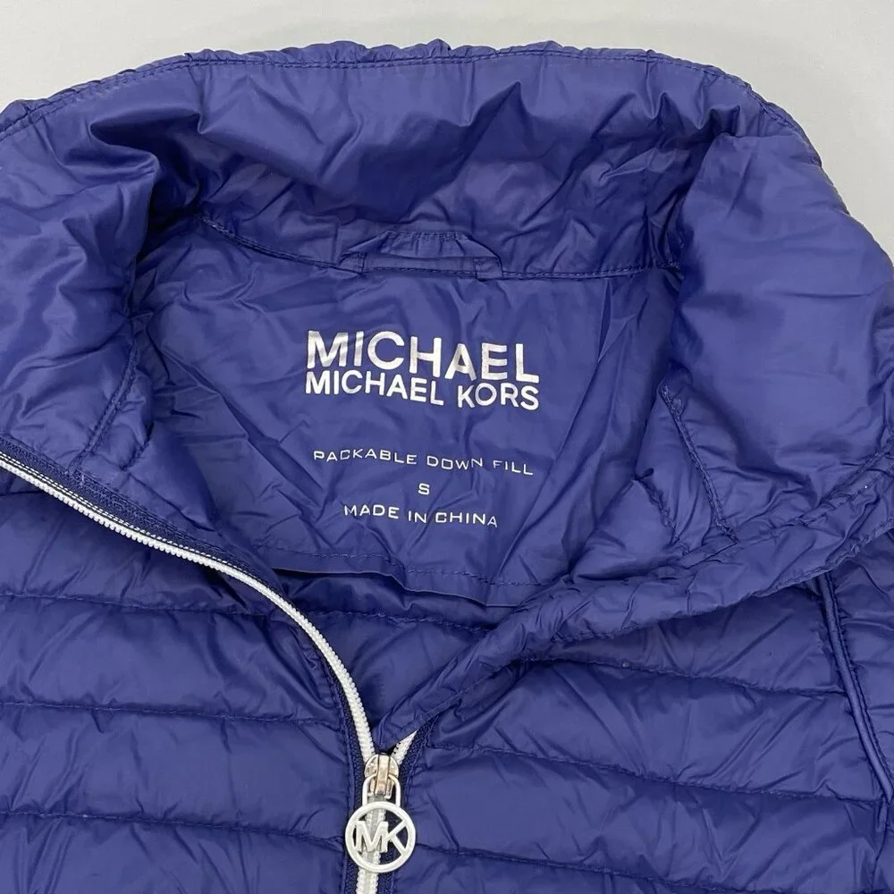 Michael Kors Down Puffer Jacket‎ Packable Lightweight Blue Womens S
